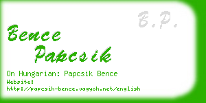 bence papcsik business card